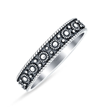 Oxidized Beaded Floral Ring